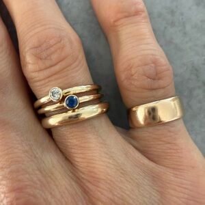 Marrow Fine Jewlery 14k Gold Diamond and sapphire Ring Set.